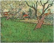 View of Arles with flowering trees